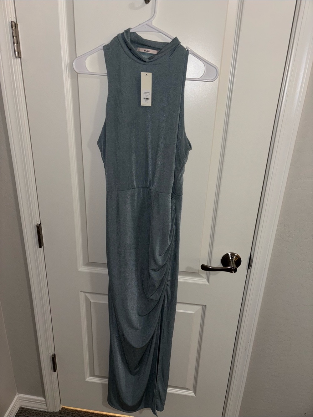 Francesca’s Light Blue Metallic Maxi Dress